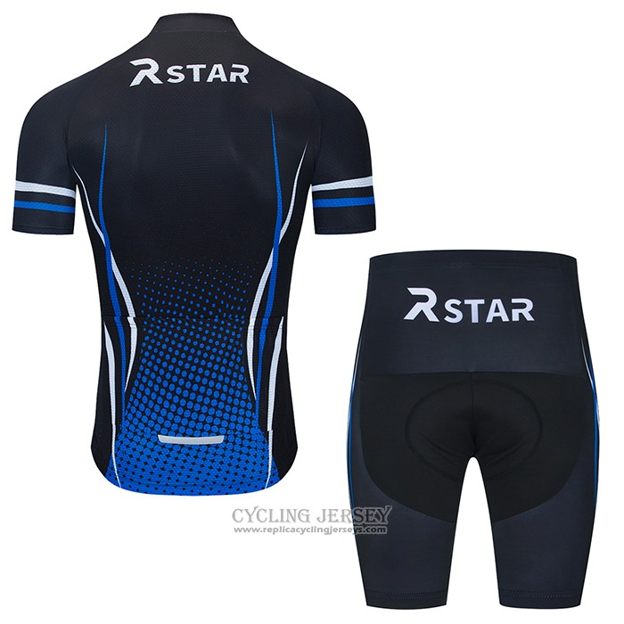 2021 Cycling Jersey R Star Black Blue Short Sleeve And Bib Short